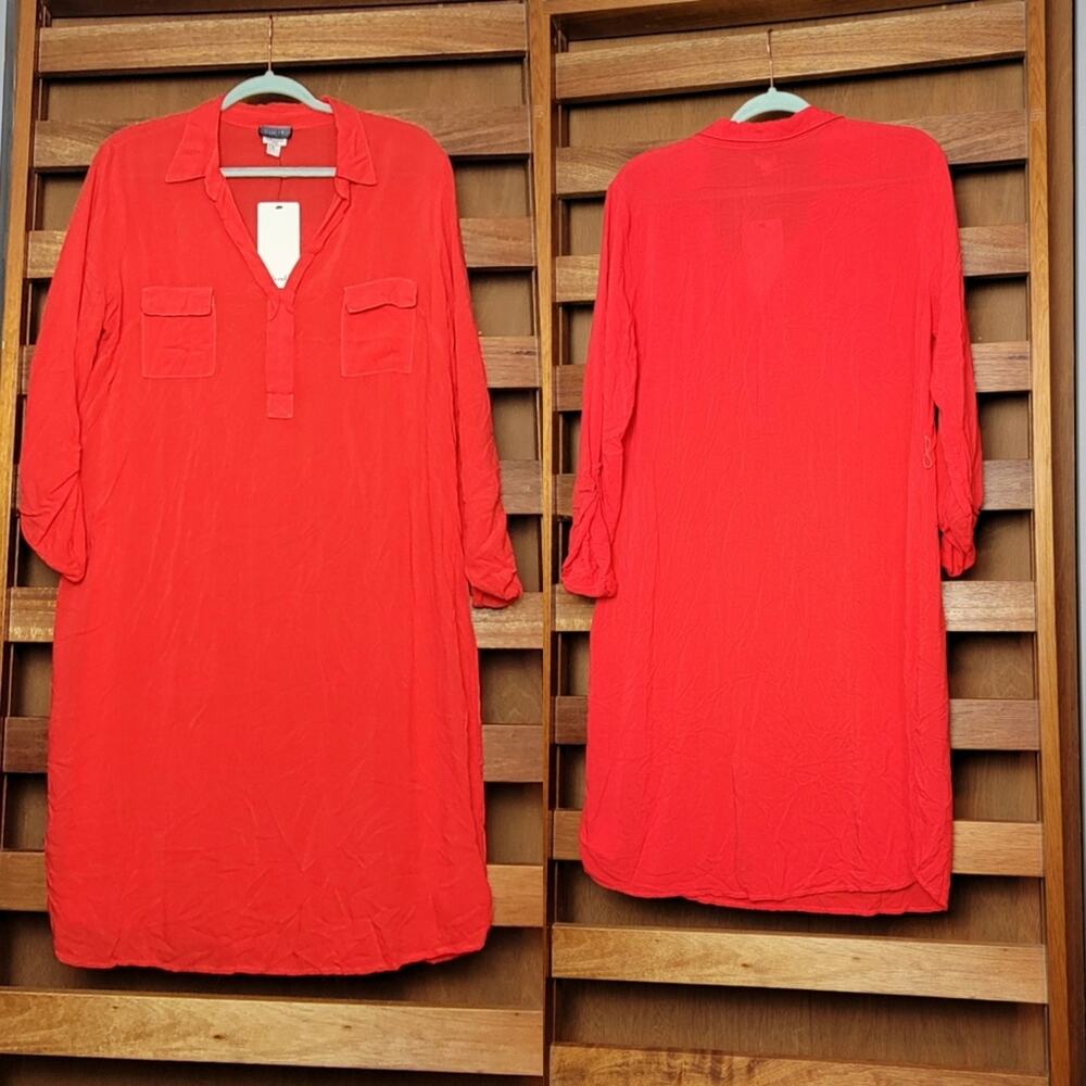 NWT Splendid Maternity Persimmon Shirt Dress, Sz L